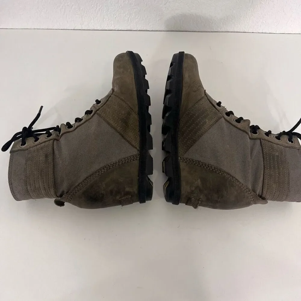 Sorel Grey Leather & Canvas Mid Calf‎ Lace Up Booties Size 7